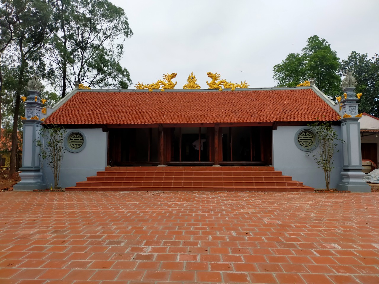 Toàn cảnh chùa Làng Ca xã Kha Sơn sau khi hoàn thành thi công